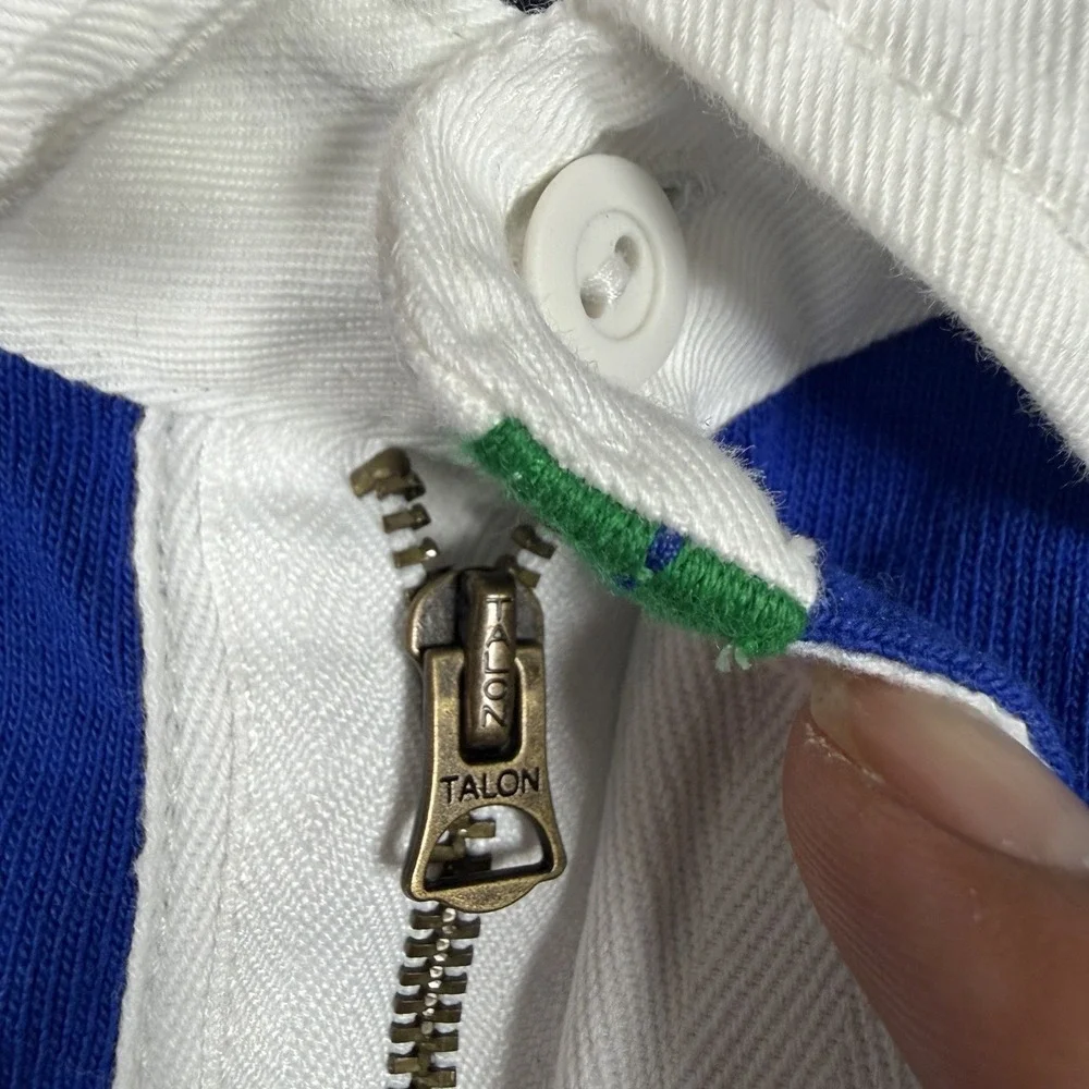 VTG 90s Polo Ralph Lauren P-93 RLPC67 Polo Rugby Shirt Short Sleeve Talon Zip S